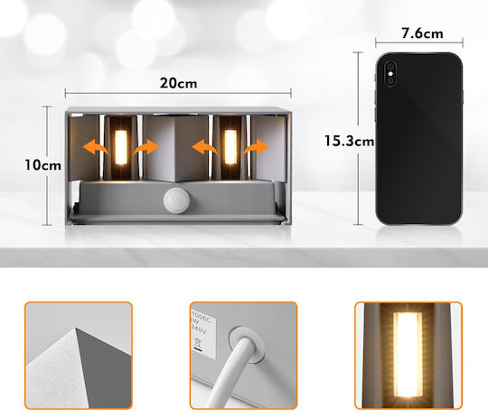 Wall-Mounted Outdoor LED Lighting IP65 with Warm White Light