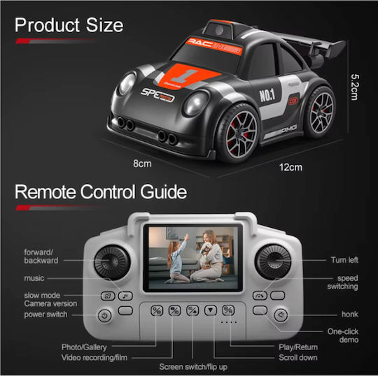 Kalaxio Mini RC Drift Racing Car RC Vehicle Drift FPV WiFi with Memory Card and Remote Control Black with Camera