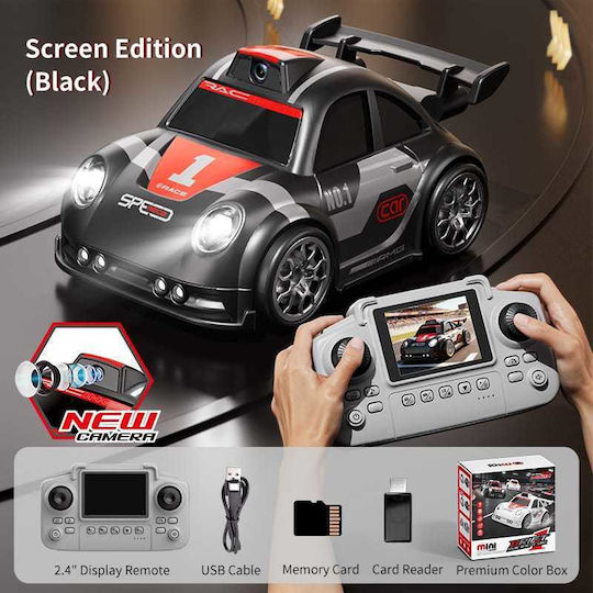 Kalaxio Mini RC Drift Racing Car RC Vehicle Drift FPV WiFi with Memory Card and Remote Control Black with Camera