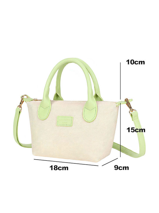 Gallantry Mini Canvas Tote Handbag Women Leather Effect Shoulder Strap Green