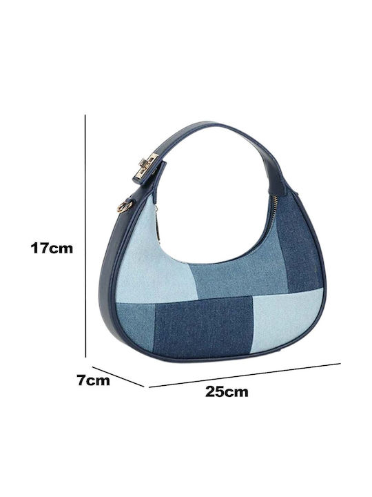 Gallantry Hobo Handbag Women In Patchwork Denim Shoulder Bag Strap Blue