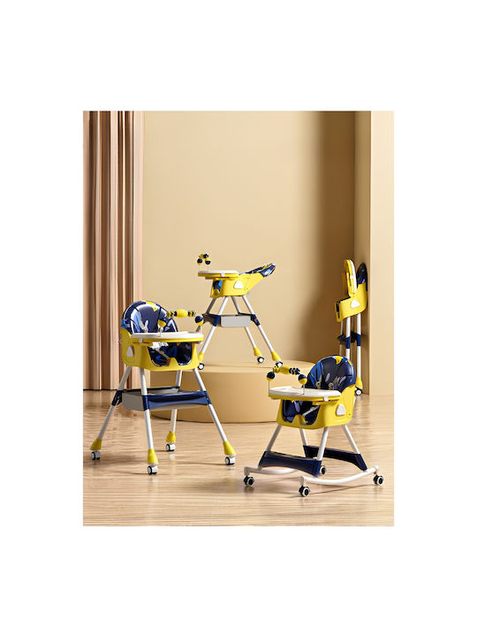 Alista Home Scaun Înalt De Masă Bebe Pliabil 3 În 1 Cu Înălțime Reglabilă Galben