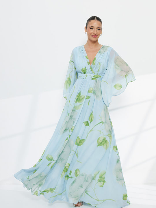 Sommer Maxi Damenkleid für Hochzeit - Taufe Hellblau