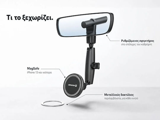 Swissten Suport Auto pentru Telefon cu magnet MagSafe Neagră