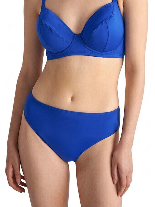 Bikinihosen Slip Hohe Taille Blau Rüsch