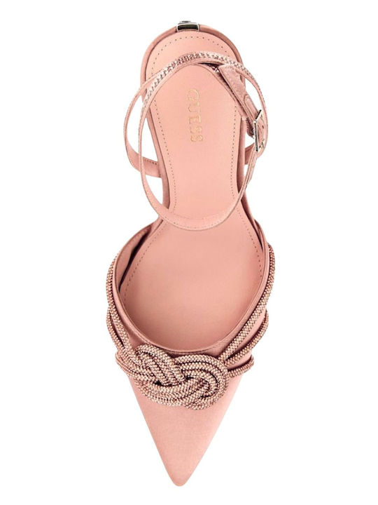 Leder Spitze Zehe Pumps mit Riemen Beigen