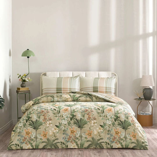 Tac Cotton Duvet Cover Set 200x220cm Double With 2 Pillowcases & 1 Bed Sheet Floral Geometric