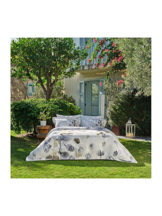 Tac Σετ Παπλωματοθήκη 200x220cm Διπλή με 4 Μαξιλαροθήκες & 1 Σεντόνι Leaf Pattern