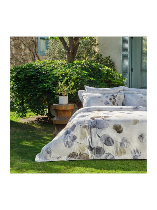 Tac Σετ Παπλωματοθήκη 200x220cm Διπλή με 4 Μαξιλαροθήκες & 1 Σεντόνι Leaf Pattern