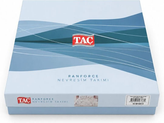 Tac Σετ Παπλωματοθήκη 200x220cm Διπλή με 2 Μαξιλαροθήκες & 1 Σεντόνι Ecru