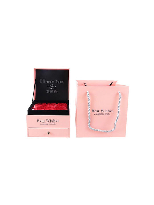 "love Wishes" Accessory Box Drawer New Soap Roses Greeting Card Gift Bag Pink "love Wishes" Accessory Box Drawer New Soap Roses Greeting Card Gift Bag Pink