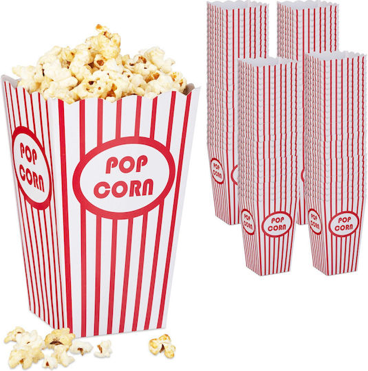 Set 100 Popcorn-Beutel Relaxdays Rot Weiß 16x10,5x10,5 cm