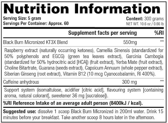 Stacker 2 Black Burn Micronized with Flavor Lemon Lime 300gr