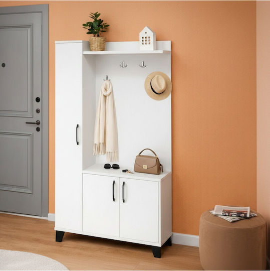 Mobilier Hol cu Suport pentru Haine Alb 90x34x184cm