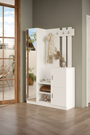 Mobilier Hol cu Oglindă și Suport pentru Pantofi Pin 113x35x180cm