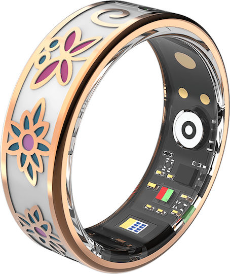 Forever Botanical Smart Ring 19.8mm με Παλμογράφο Ροζ Χρυσό