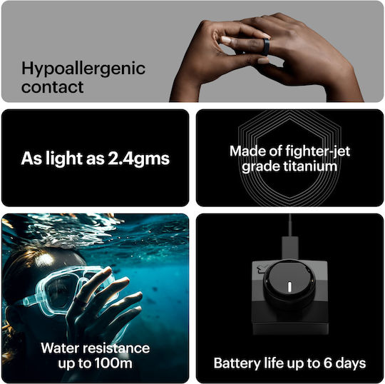 Ultrahuman Air Smart Ring 20.6mm Αδιάβροχο με Παλμογράφο Matte Gray