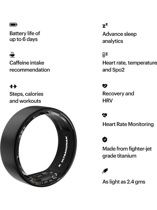 Ultrahuman Air Intelligente Ring 19,9mm Wasserdicht mit Herzfrequenzsensor Mattes Grau