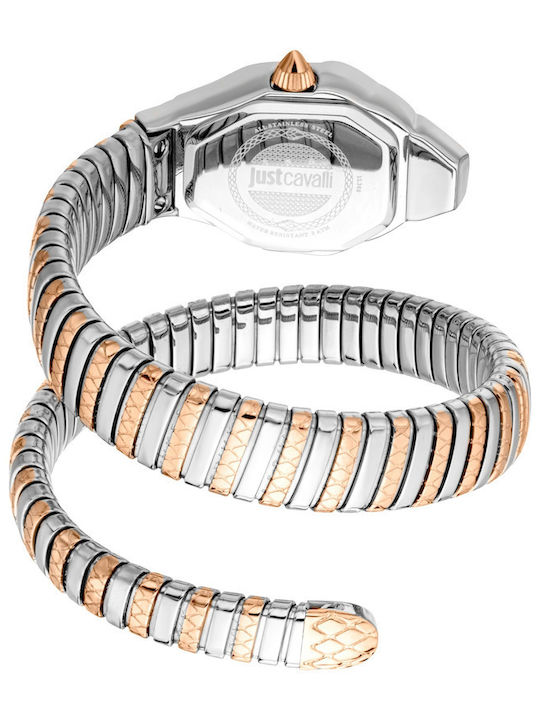 Just Cavalli Ceas Dama 34.5mm Cu Baterie Cu Brățară Roz Din Oțel Just Cavalli