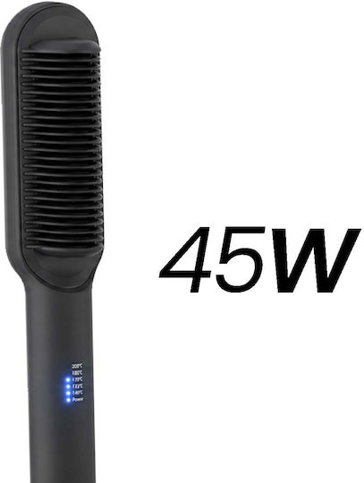 Avizar Straightening Hot Brush Ceramic Adjustable Anti-scald Comb Black