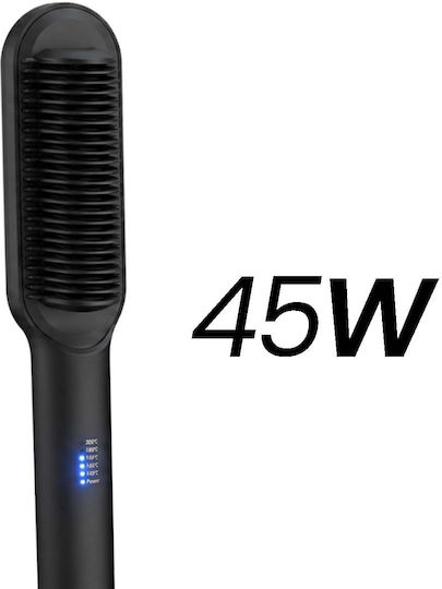Avizar Straightening Hot Brush Ceramic Adjustable Anti-scald Comb Black Gold