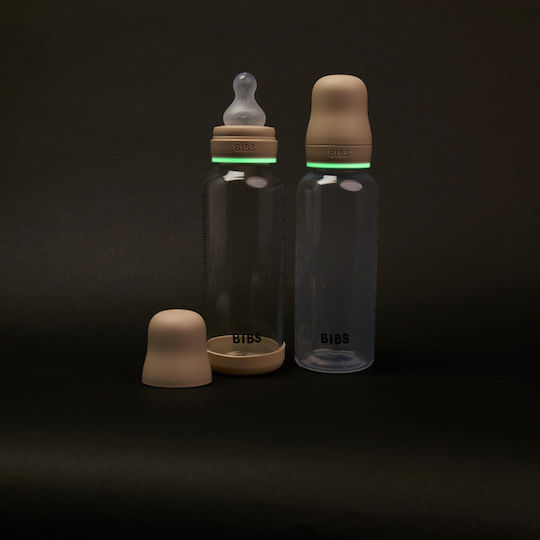 Bibs Set Biberoane din Plastic - Complete Set Phosphorescent Biberoane Anti-colici PP Fără BPA Contra Colicilor cu Tetină din Silicon Roșu 270ml
