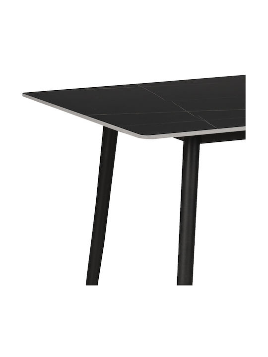 Gustas Esszimmer- und Küchentisch mit Marmor Oberflächenmaterial Schwarz 140x80x76cm
