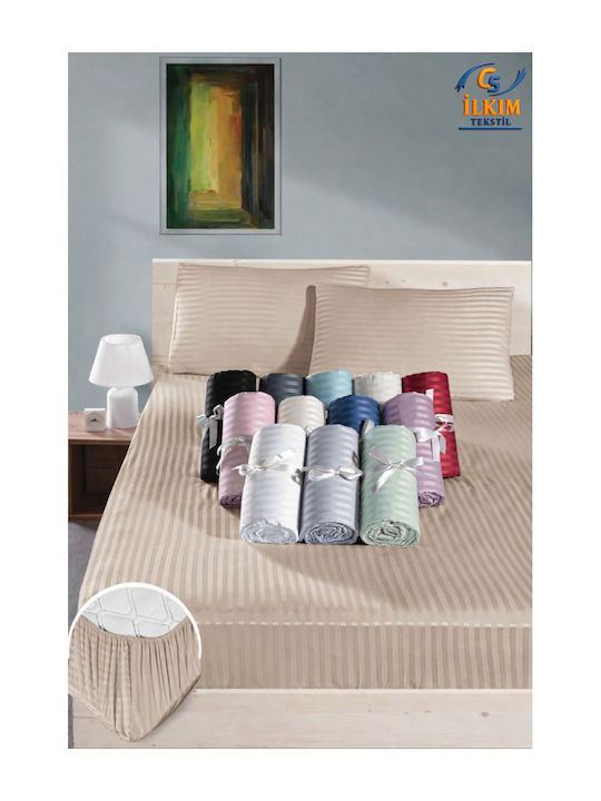 SteweHome Bed Sheet Set With 2 Pillowcases Double With Rubber Hugger 160x200cm Turquoise 3 Pieces