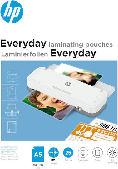 HP Everyday 9155 A5 Laminating Sheets Glossy A5 80 Microns 25 Pieces