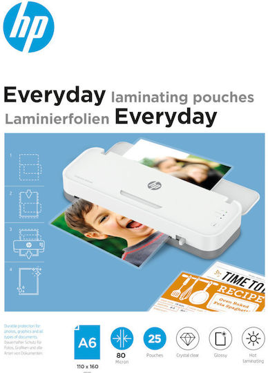 HP Everyday 9156 Laminating Sheets Glossy A6 80 Microns 25 Pieces
