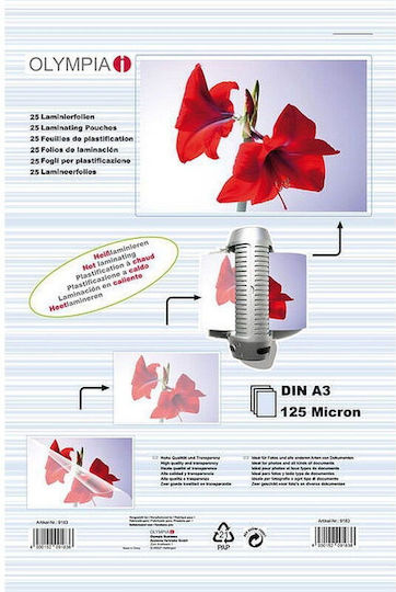 Olympia Din A3 125 Micron Glossy Laminating Sheets A3 125 Microns 50 Pieces