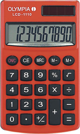 Olympia LCD-1110 Calculator Pocket 10 Digits in Red Color 1pcs
