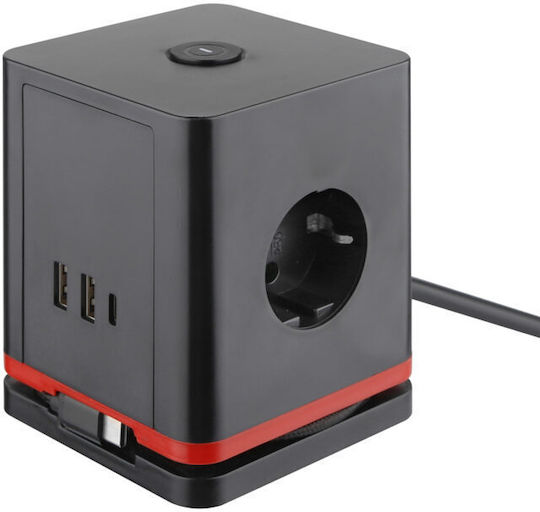 USB разклонител Olympia Socket Cube Ioio SW 1000 Черен