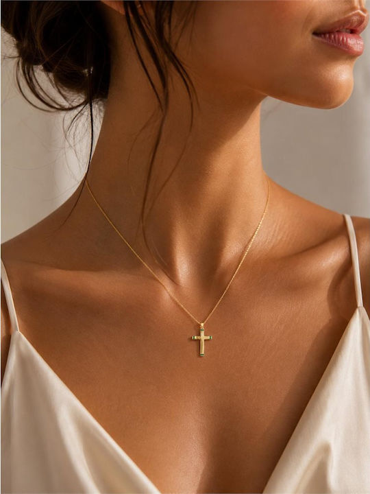 Paraxenies Kreuz aus Vergoldetem Silber mit Kette