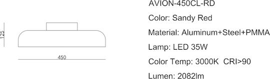 Sun Light Ceiling Light Red with Integrated LED