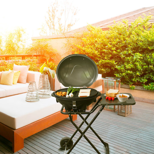 First Austria Fa53501 Floor Electric Grill With Smooth and Grooved Plate 2400W With Lid and Adjustable Thermostat 33.5x44cm