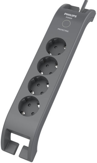 Power Strip with Surge Protection 4 Sockets Switch Philips Original Spn3140a/grs