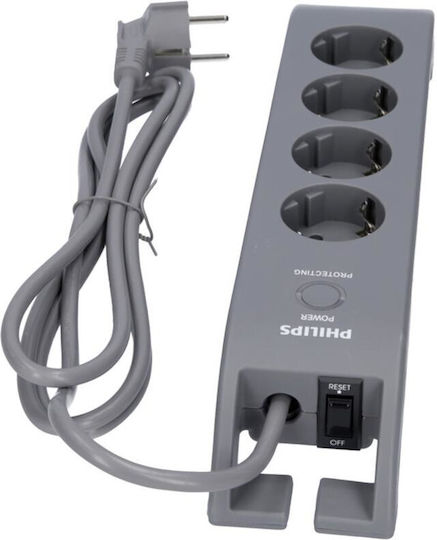 Power Strip with Surge Protection 4 Sockets Switch Philips Original Spn3140a/grs