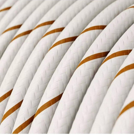 White-Brown Fabric Cable Vertigo Hd Striped Round 2x0.75 Creative Cables 150231 Cubalux 150231 White-Gold
