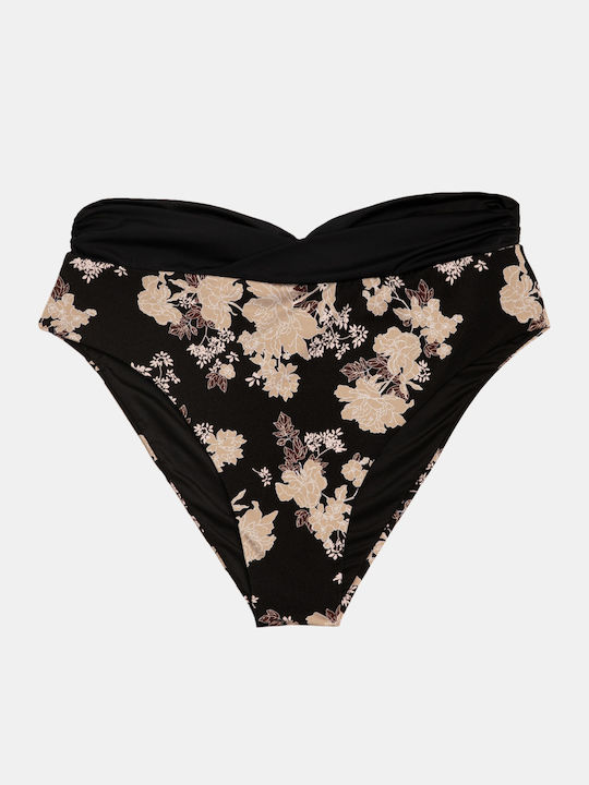 Slip Bikini Inferioare Peony Print Talie Înaltă Multicolor