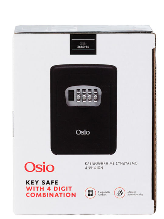 Osio Wall-mounted Combination Key Holder Metallic with Combination Dial 9x4x12cm