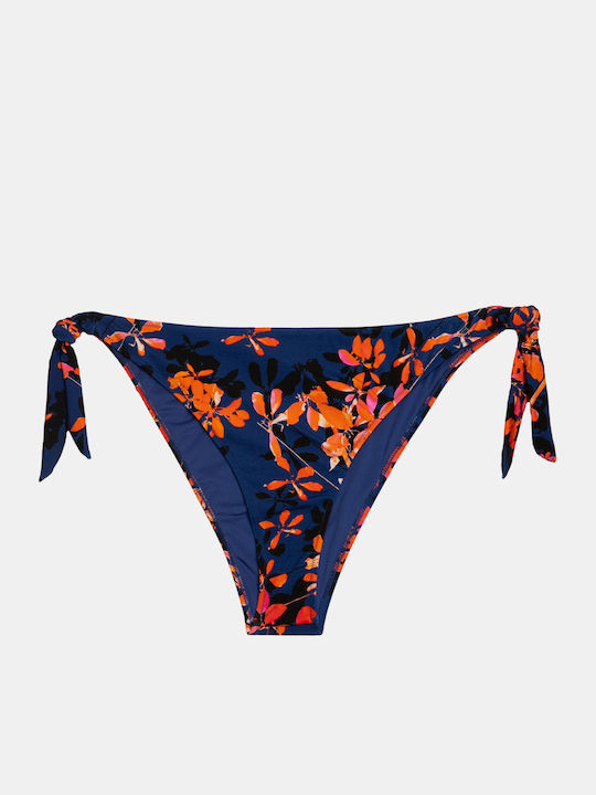 Orchid Print Bikini Slip with Laces Orchid