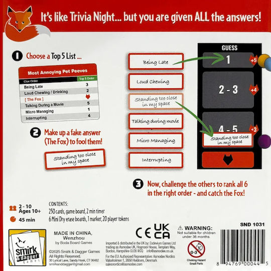Επιτραπέζιο Παιχνίδι Outfox The Fox για 2-4 Παίκτες 5+ Ετών (EN) Smirk & Dagger Games
