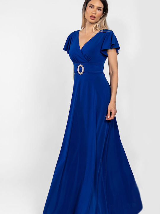 Summer Maxi Dress for Wedding - Christening Blue Roux