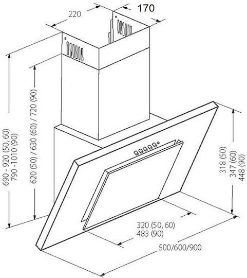 Akpo WK-4 Nero Line 2.0 Απορροφητήρας Καμινάδα 50cm Λευκός