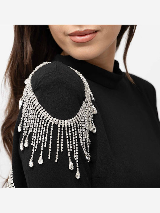 Rochie Mini De Seară Din Satin Spate Deschis Neagră