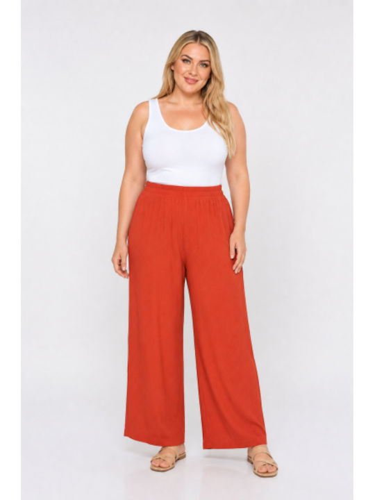 Women's Pantaloons with Rubber Band in Regular Fit Tile Red SH-55240-26TR-TILE RED