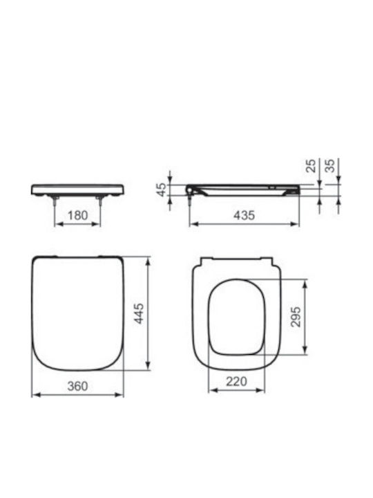 Ideal Standard Καπάκι Λεκάνης Soft Close Πλαστικό Λευκό