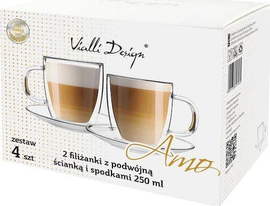Vialli Design Комплект Чаши За Кафе От Порцелан Бели 250ml 2 Броя