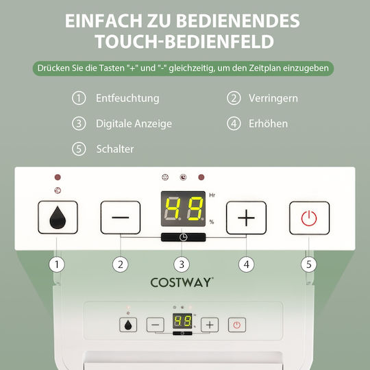 Costway ES10396DE-WH Αφυγραντήρας με Συμπιεστή 12lt